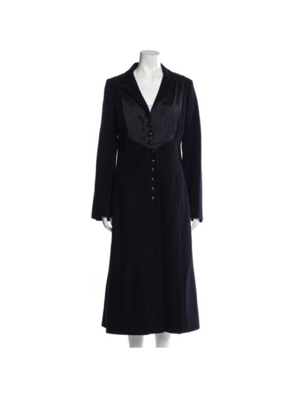 L'wren Scott Tuxedo Terrace Coat Women's Size 46 Dark Blue Wool Long Runway 2010